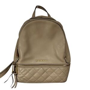 Michael Kohrs Cream Taupe Leather Rhea Medium Backpack